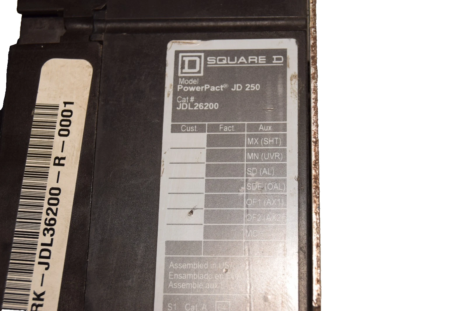 Used Square D Circuit Breaker 200A JDL26200 200 Amp JD 250 3P