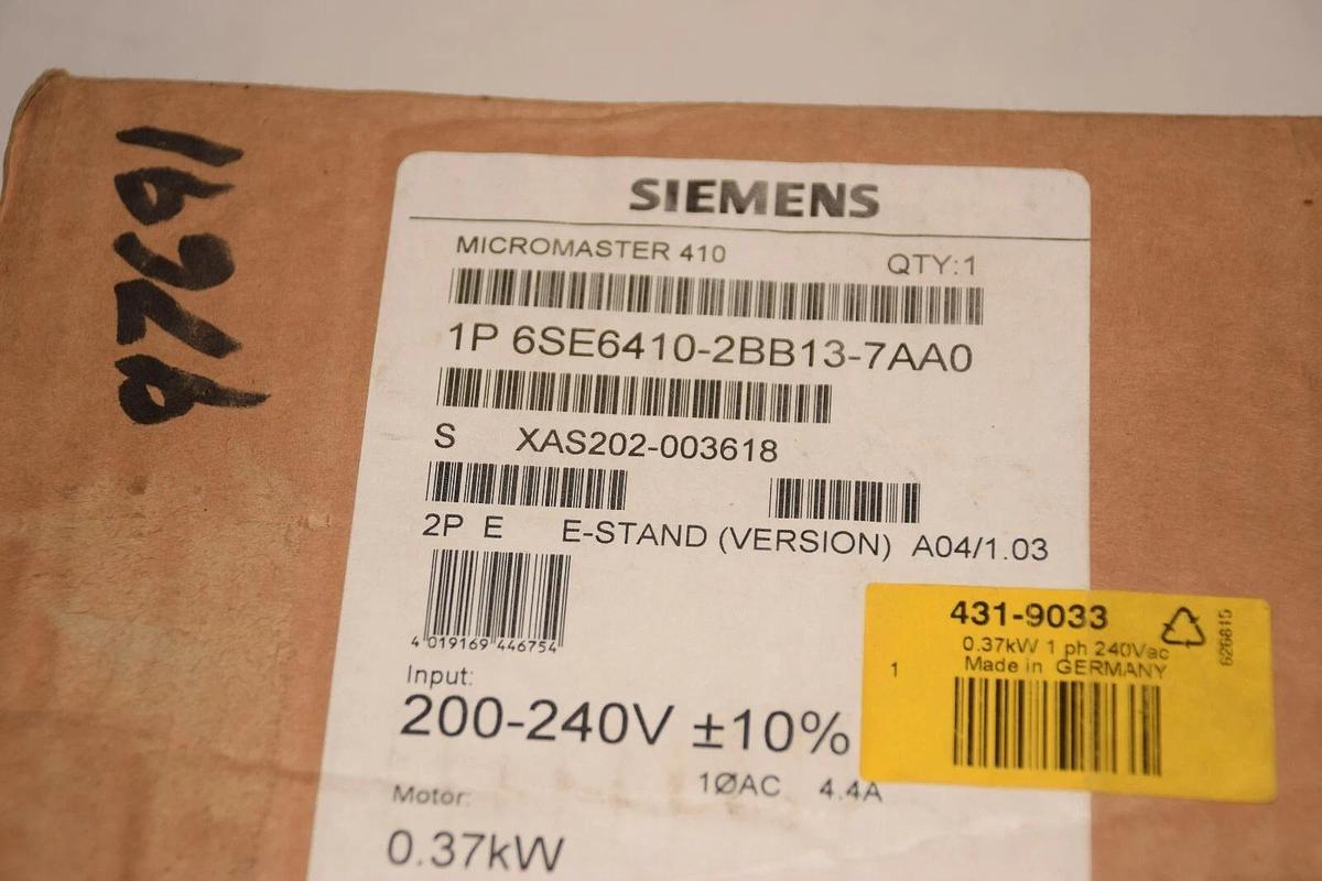 Siemens Drive 6SE6410-2BB13-7AA0 Micromaster 410 0.37kW 6SE64102BB137AA0 NEW