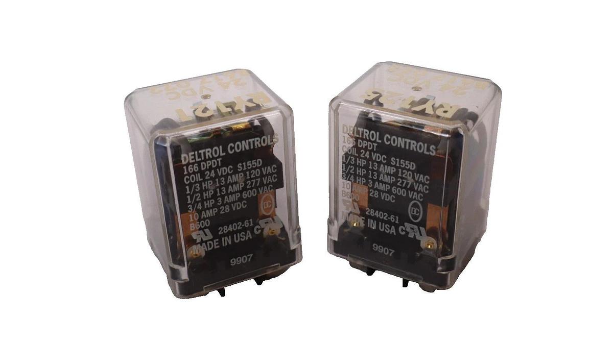 Used (Lot of 2) DELTROL CONTROLS 166DPDT , 28402-61 24Vdc Coil Relay