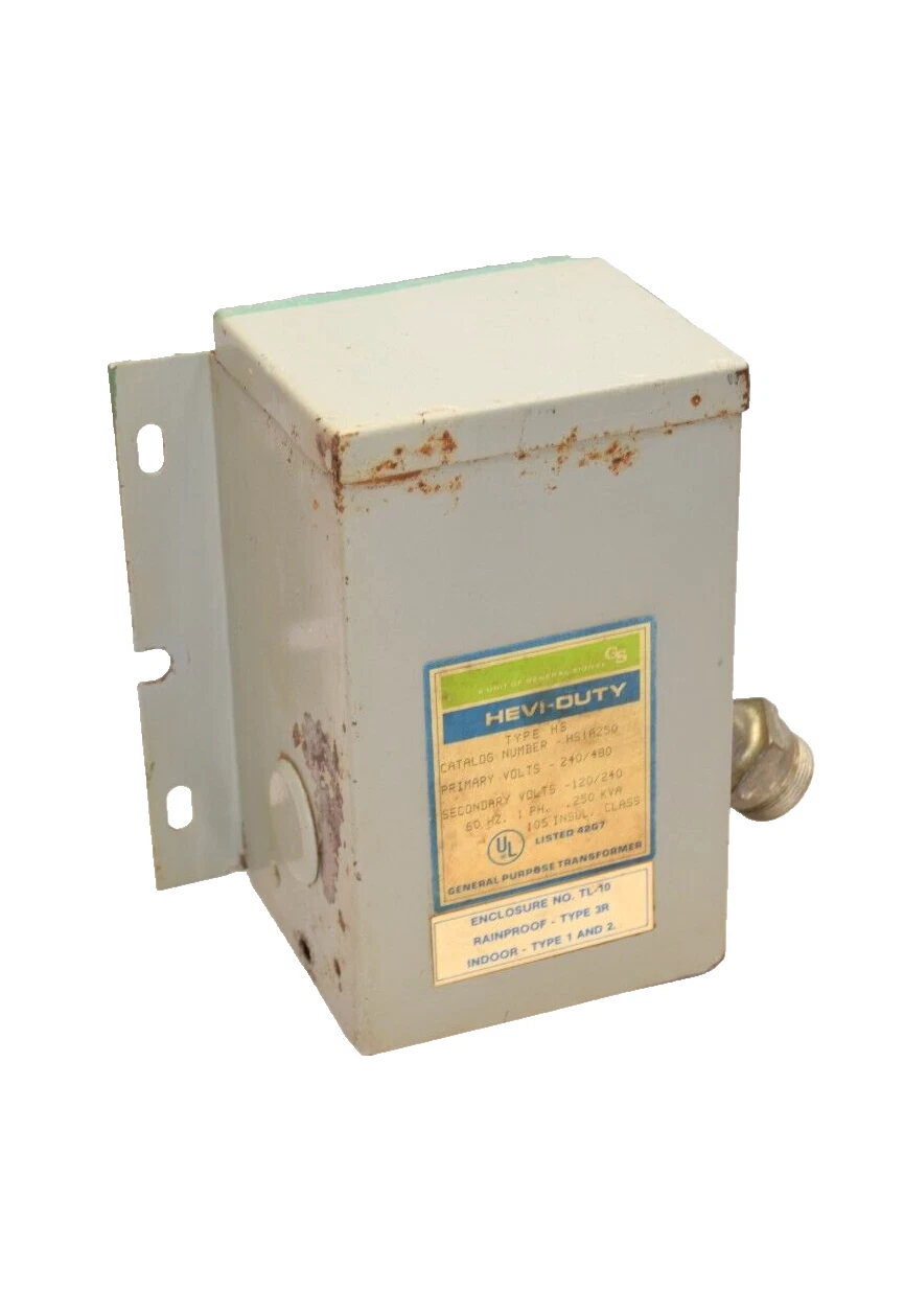 Used GENERAL SIGNAL HS1A250 Type HS 240/480V .250kva 1 Ph General Purpose Transformer