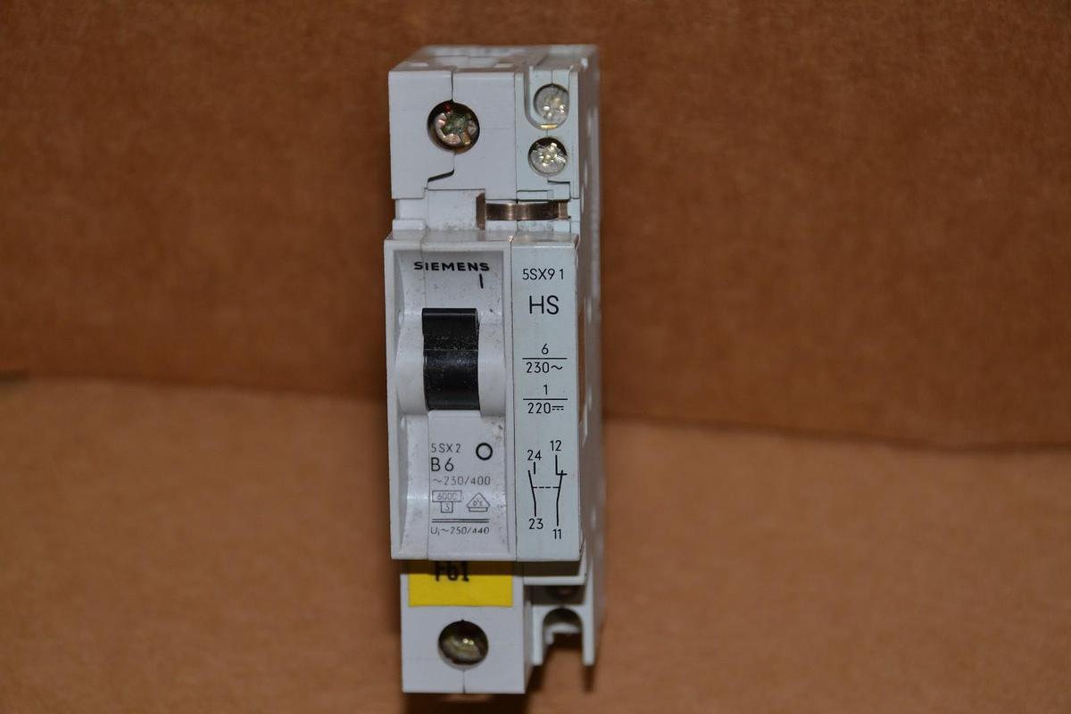 Used SIEMENS 5SX2 B6 5SX91 HS 5SX91 HS 6 Amp A 6A 1POLE 1p CIRCUIT BREAKER