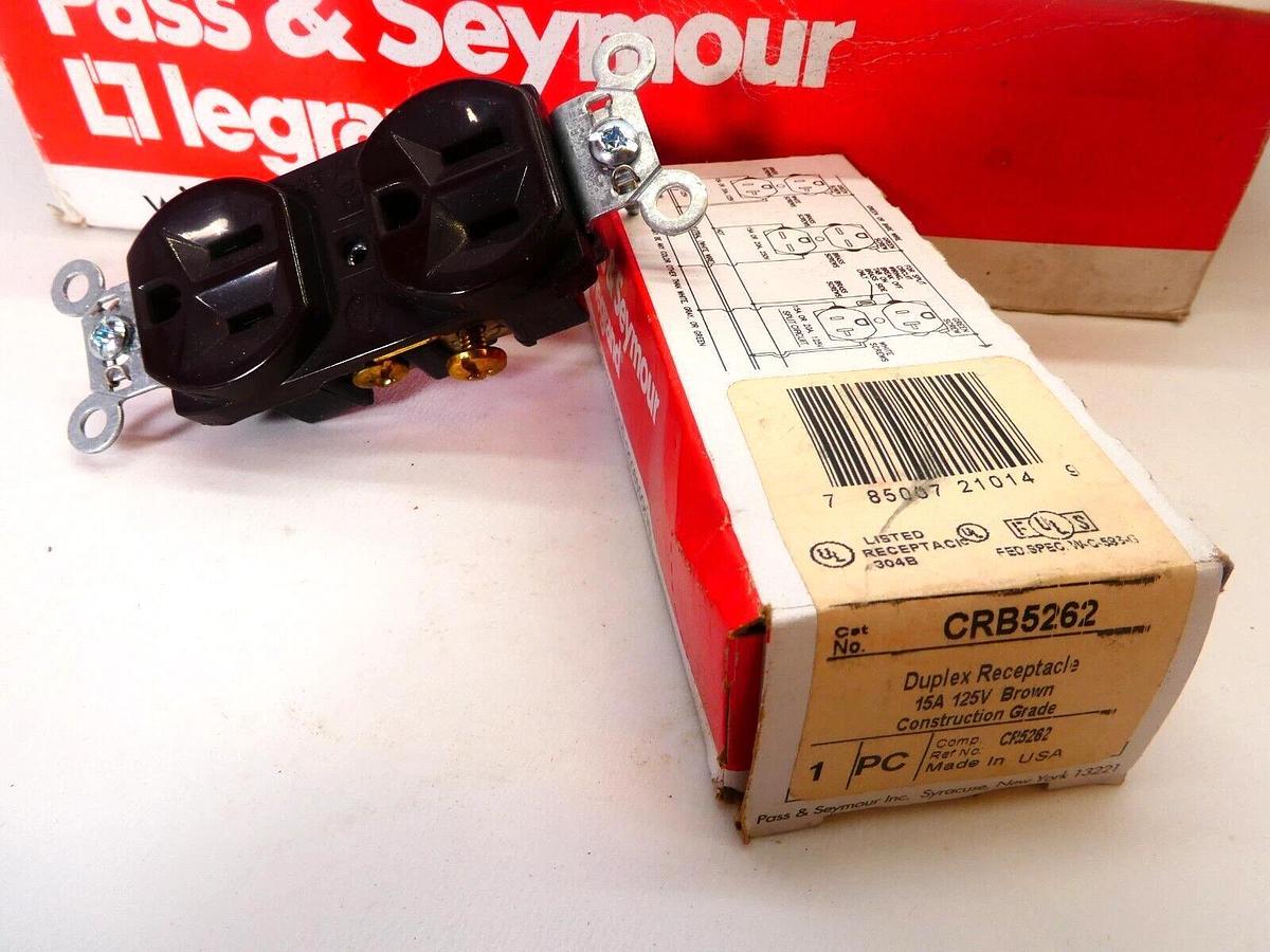 Legrand Pass & Seymour Duplex Receptacle CRB5262 125V 15A Brown (Box of 10 -NEW)