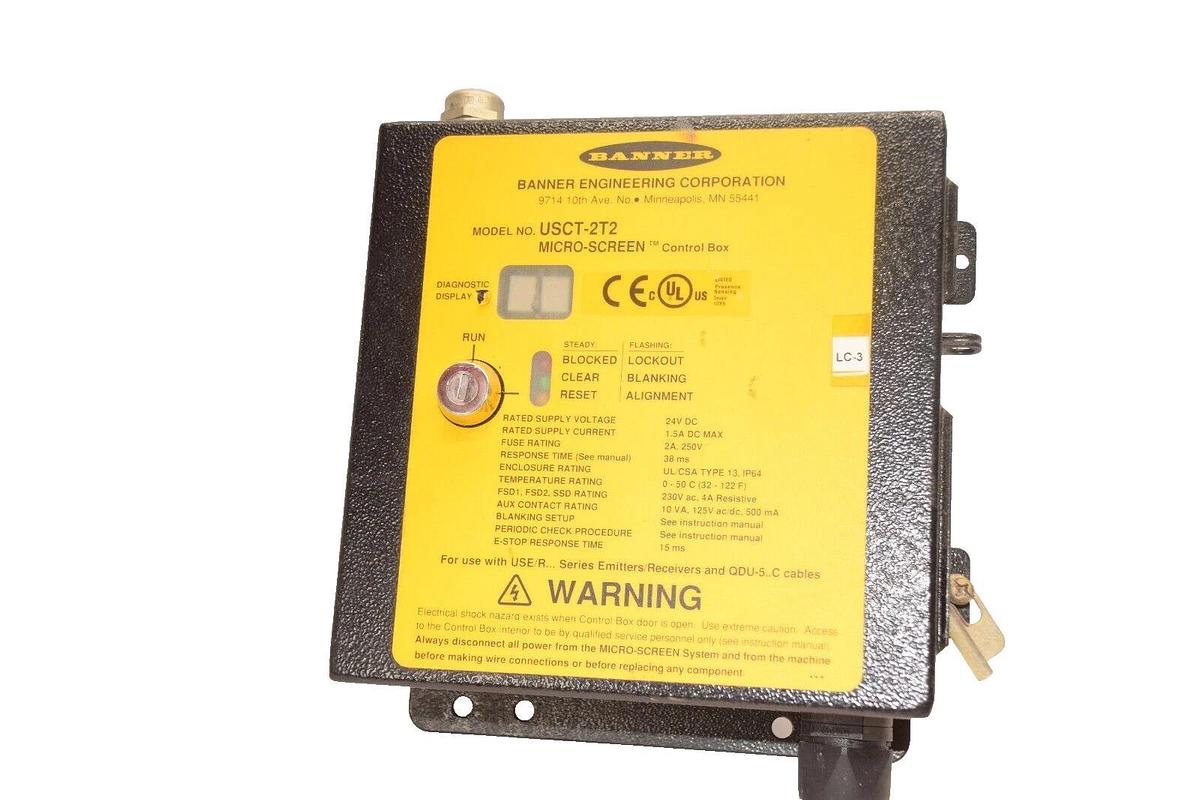 Used BANNER USCT-2T2 Micro-Screen Control Box *No Key*