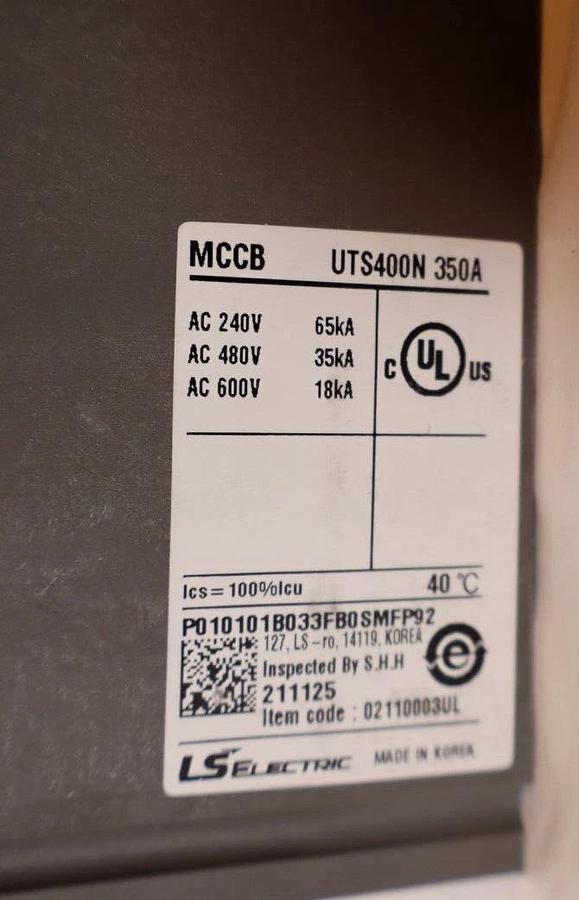 LS Electric Susol Circuit Breaker MCCB UTS400N-FTU-LL 350A 350 Amp 3p 3ph NEW