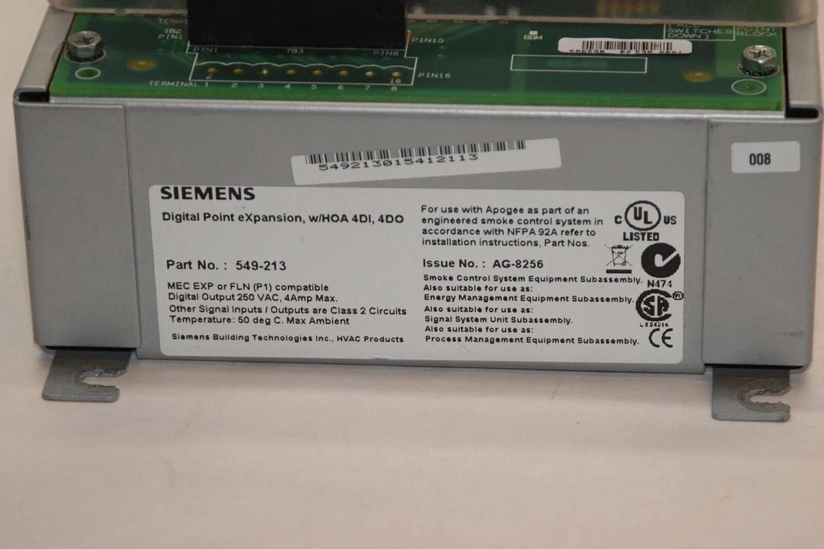 Used SIEMENS 549-213 Apogee Automation Digital Point Expansion Module