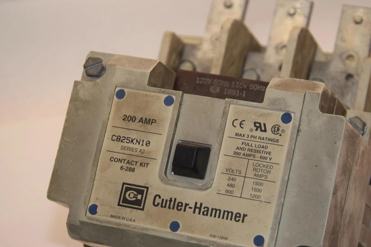 Used Cutler-Hammer 200 Amp contactor C825KN10 120V Coil 3 Poles  600V Series A2 200A