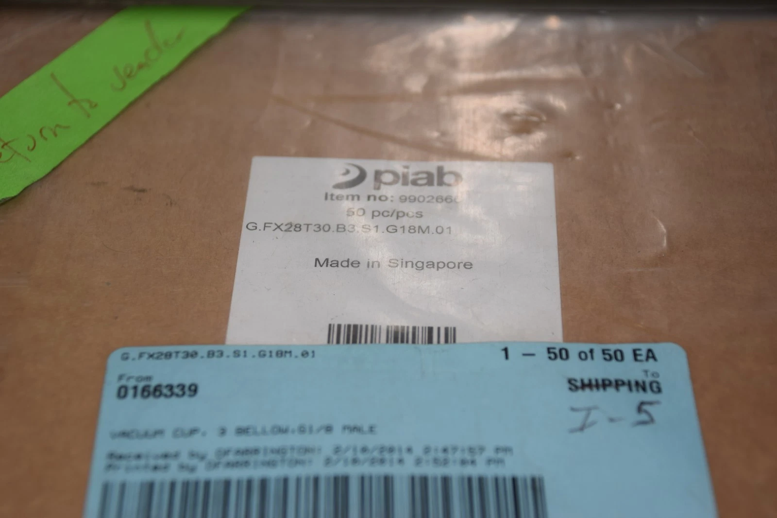 PIAB G.FX28T30.B3.S1.G18M.01 G 1/8" MALE MULTI-BELLOWS VACUUM CUP NEW