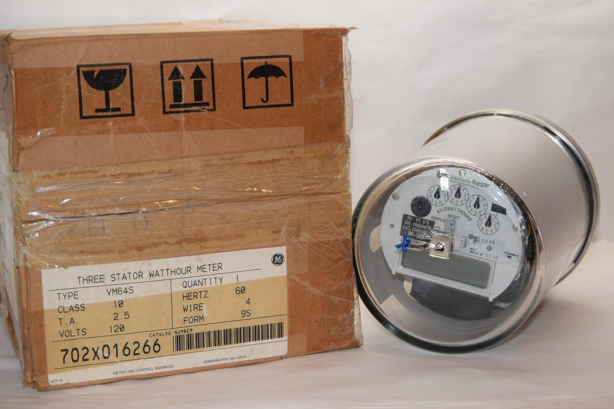 (NEW) GE GENREAL ELECTRIC 702X016266 M-90 4 Wire Three Stator Watthour Meter