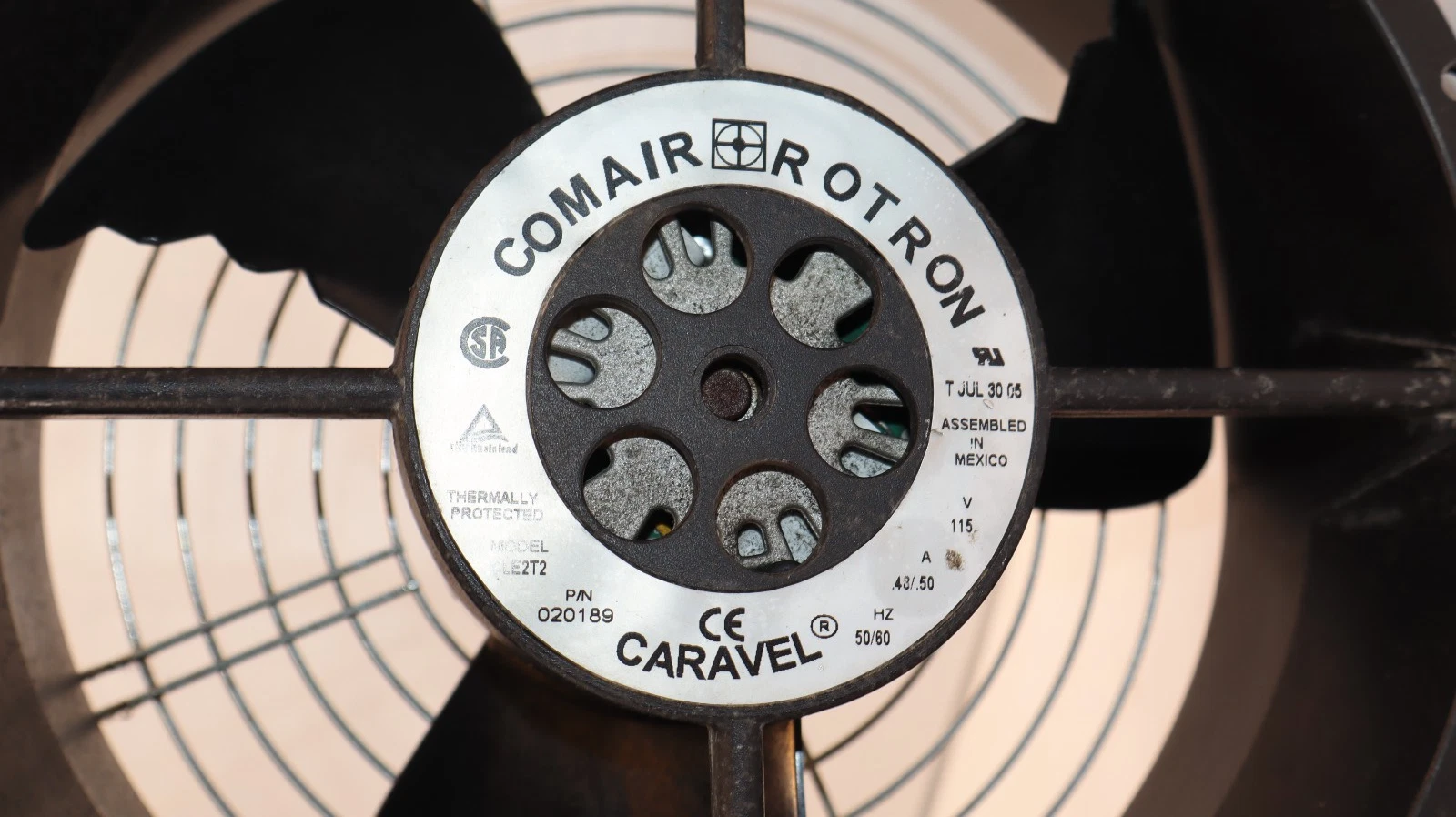 Comair Rotron Fan Caraval CLE2T2 020189 50/60HP 115V Thermally Protected