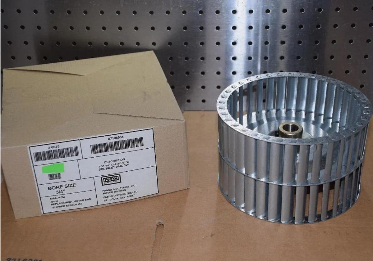 Fasco Galvanized Blower Wheel 2-6035 87106035 7-31/64" x 4-1/2" - 3/4" Bore NEW