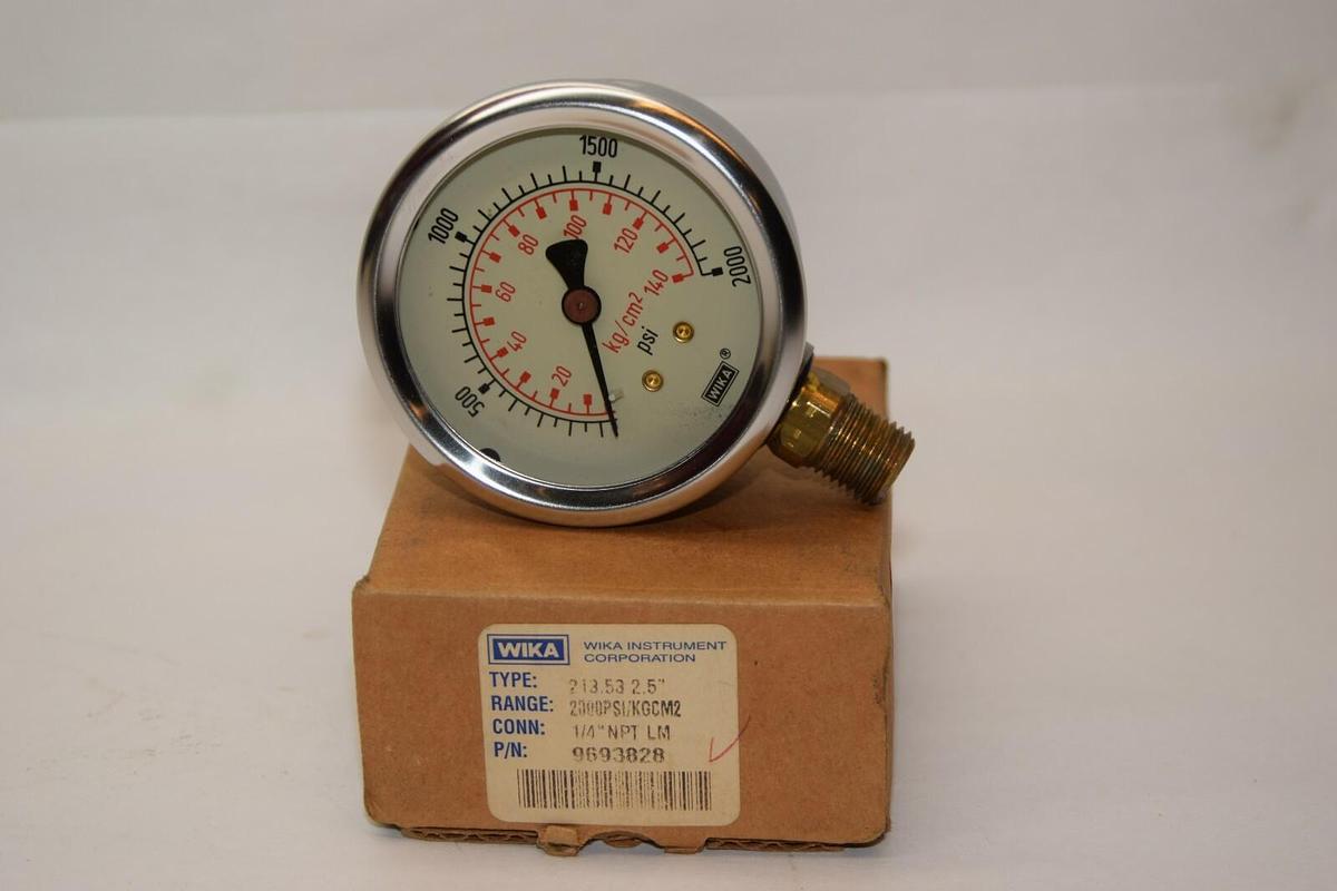 (NEW) WIKA 9693828 212.53 2.5" Face 1/4" Npt 0-2000psi Pressure Gauge