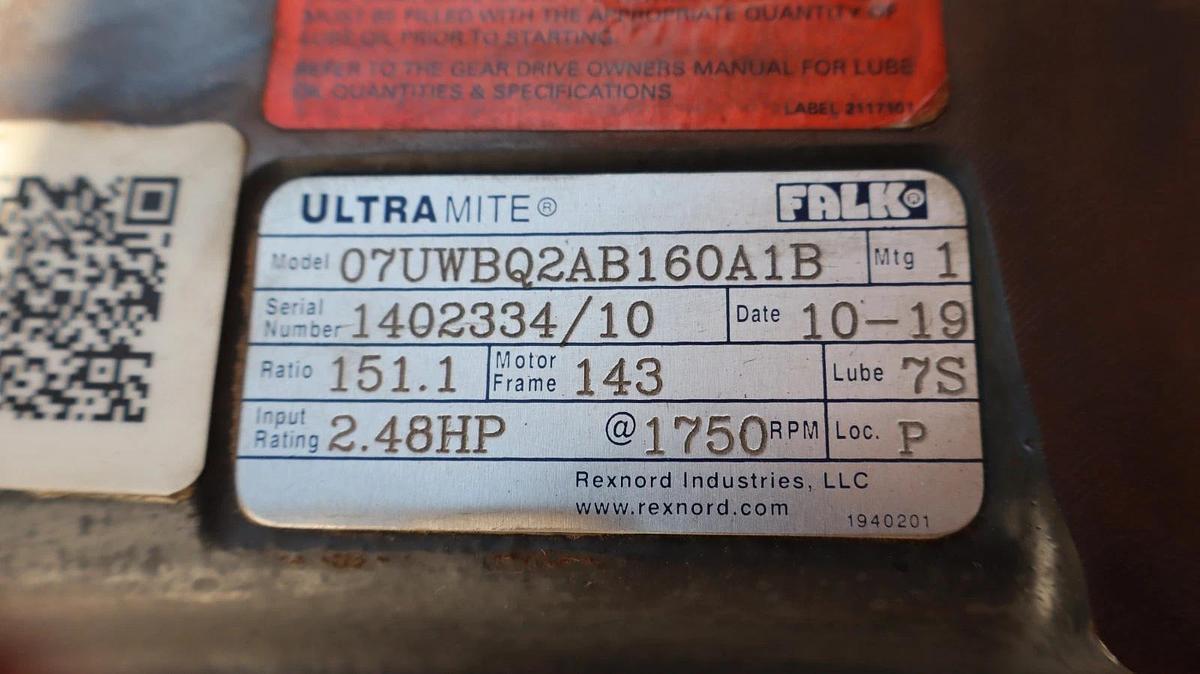 Falk Rexnord Ultra Mite Gearbox Speed Reducer 07UWBQ2AB160A1B Ratio: 151.1 New