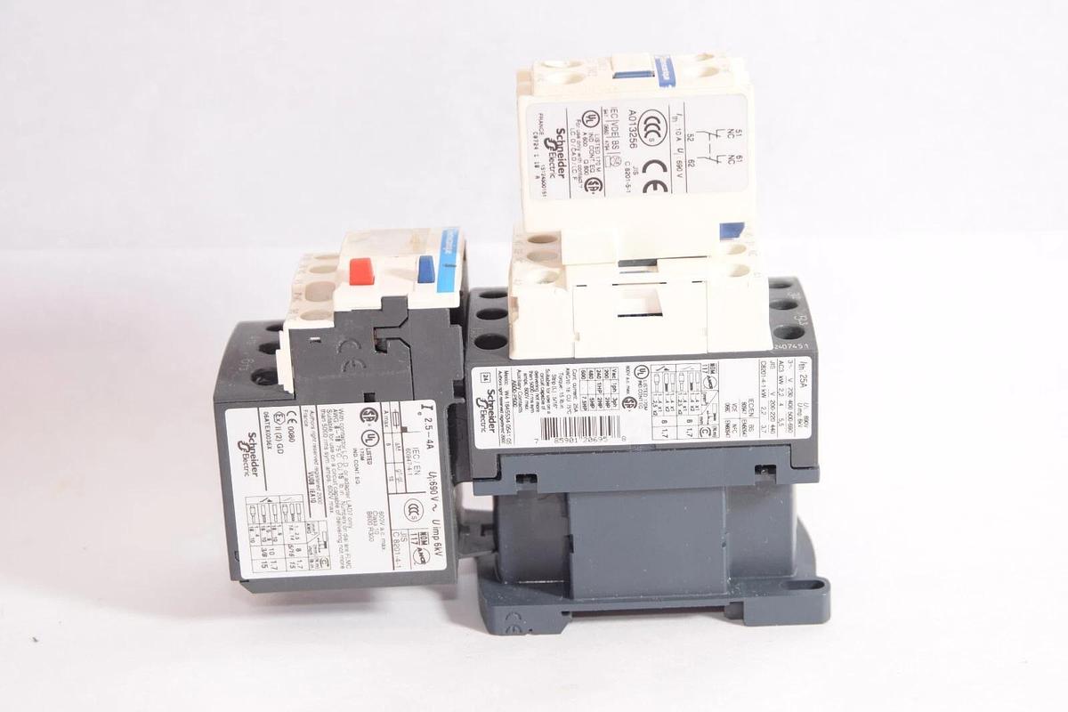 Used TELEMECANIQUE LRD 08 Relay With LC1 D09 Contactor & LADN02 Auxilary Contact
