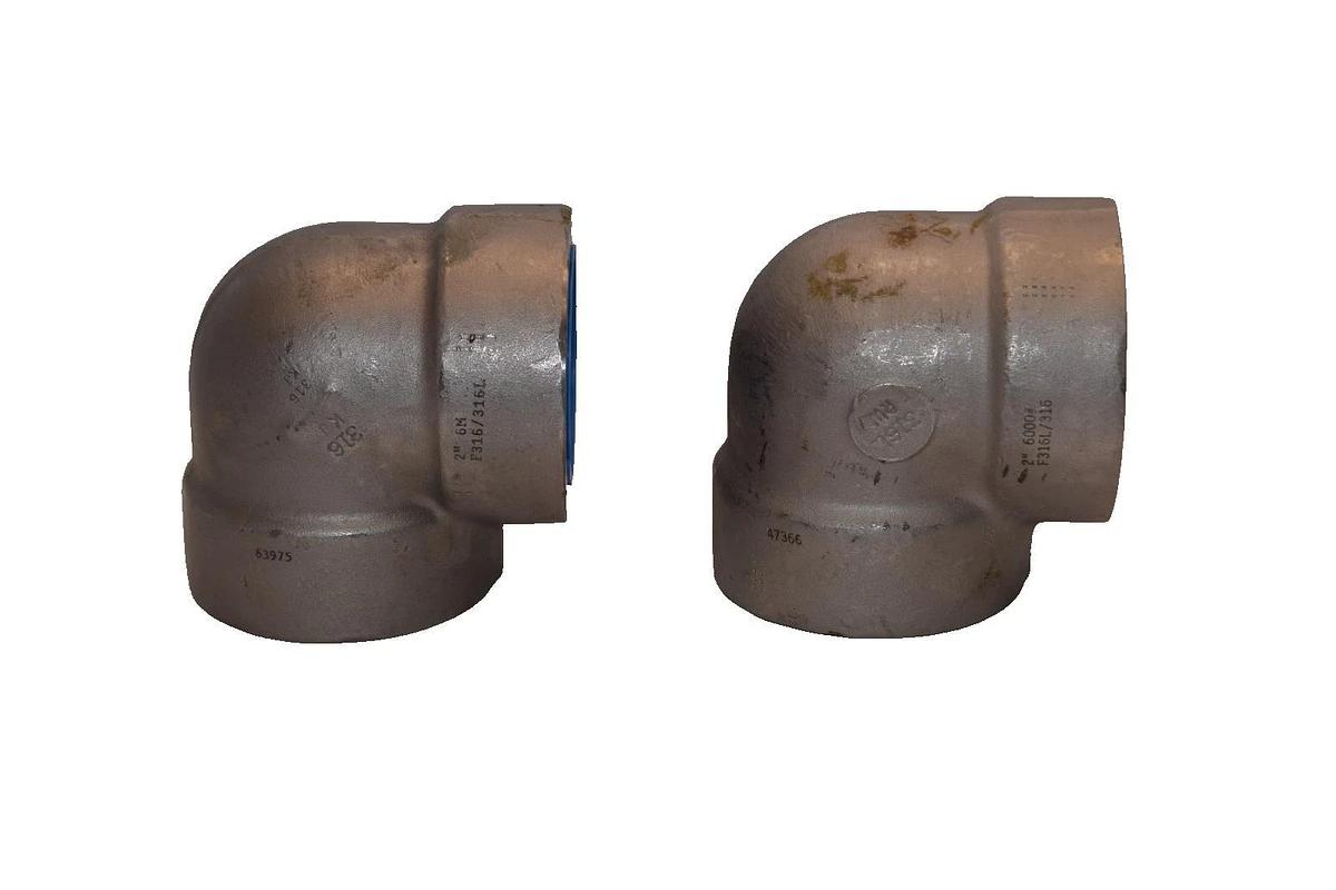 ASP A182F B16 2" Stainless Steel 90 Degree Socket Connect Elbow (New - Lot of 2)