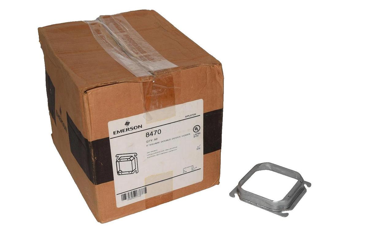 Emerson 4" Square Double-Device Cover 8470 (New Box of 50)