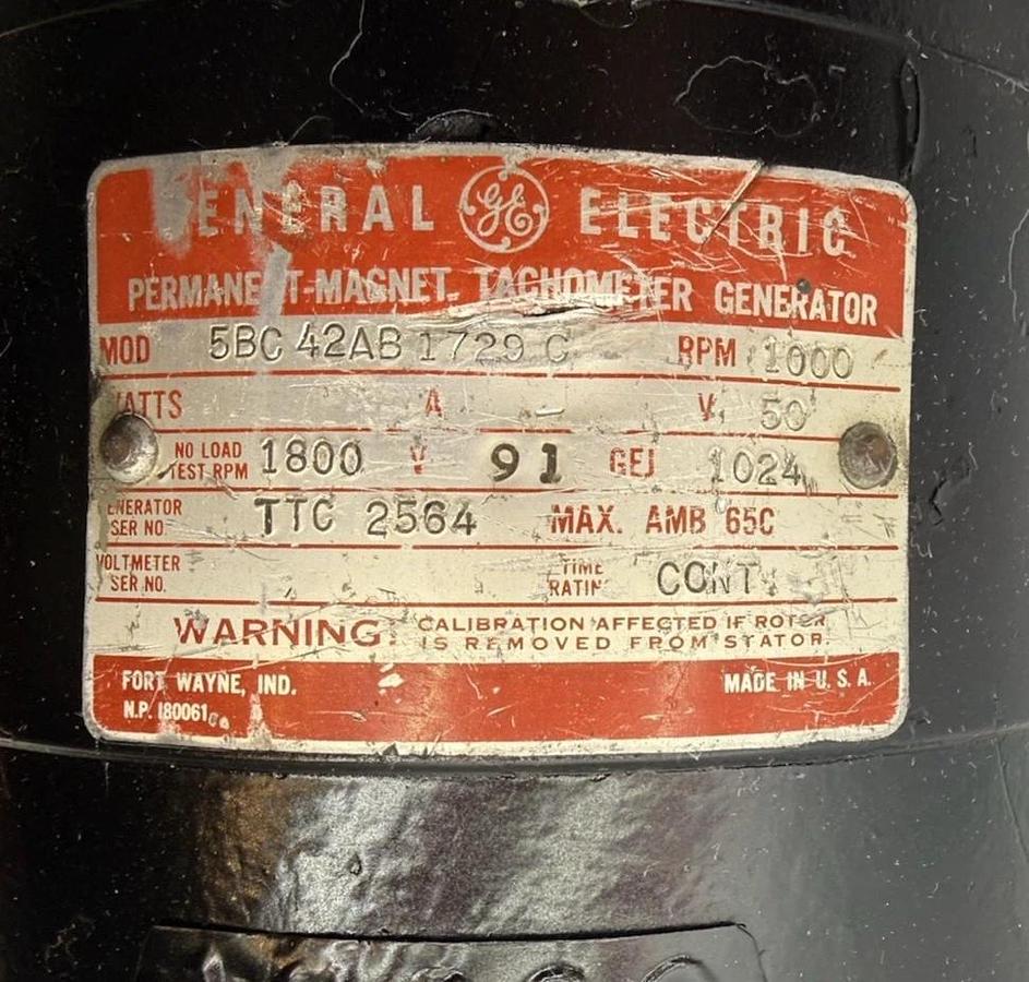 Refurbished GE MOTORS 5BC42AB1729C 5BC42 Dc Tach 50Vdc 5/8" Tachometer Generator