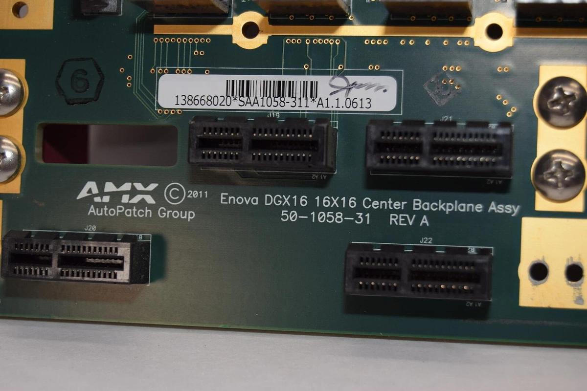 Used AMX 50-1058-31 Rev A Enova DGX16 16x16 Center Backplane Assy Board Card