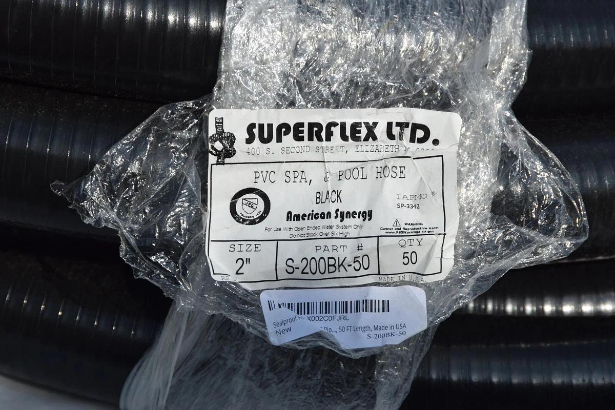 SUPERFLEX LTD. S-200BK-50 2" PVC Spa Pool Pond Hose Black 50' Length (NEW)
