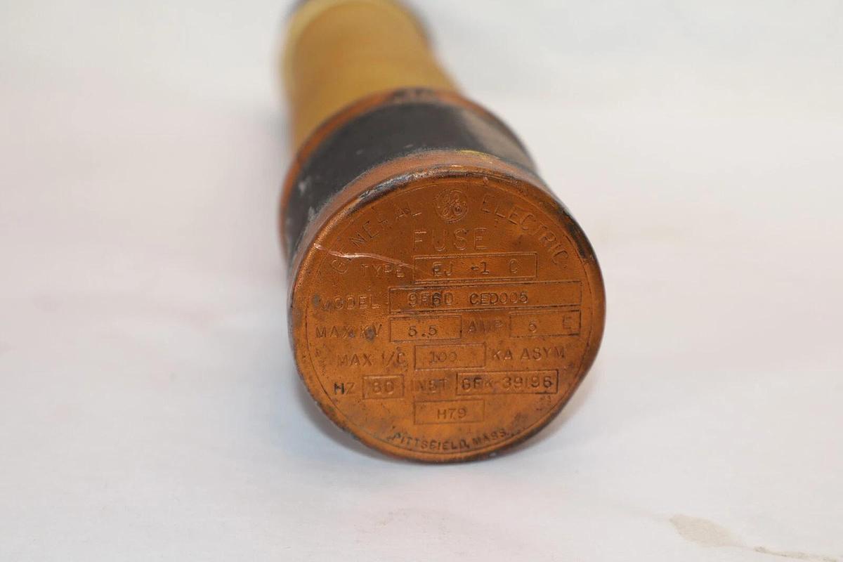 Used GE / GENERAL ELECTRIC 9F60 CED005 Type EJ-1C 5A 5 E Amp 5.5kV Fuse