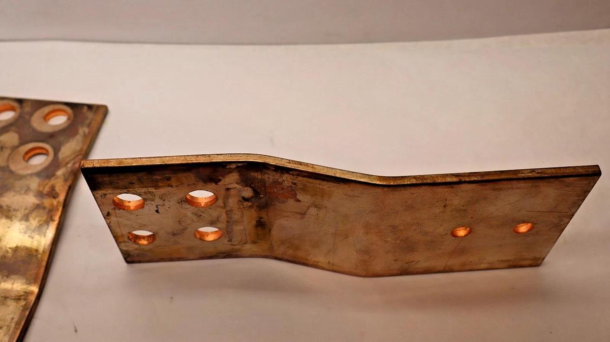Used (Lot of 3) Copper Bus Bar 10" x 4" x 1/4" .25" thick  10x4x1/4 1" OFFSET 9lb