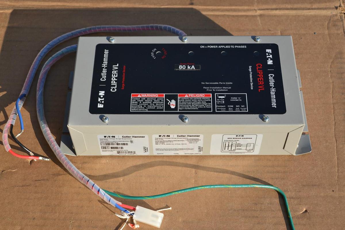 Used EATON CUTLER HAMMER CLIPPER VL SURGE SUPPRESSOR EMI FILTER CVL080CH480DBDRSX
