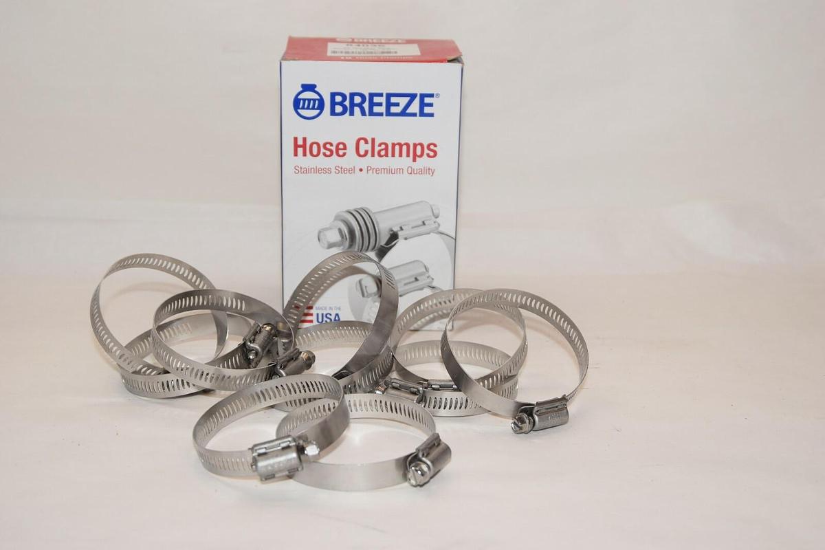 (NEW - Box of 10) BREEZE 64036 Stainless 1-13/16" - 2-3/4" 46-70mm Hose Clamps