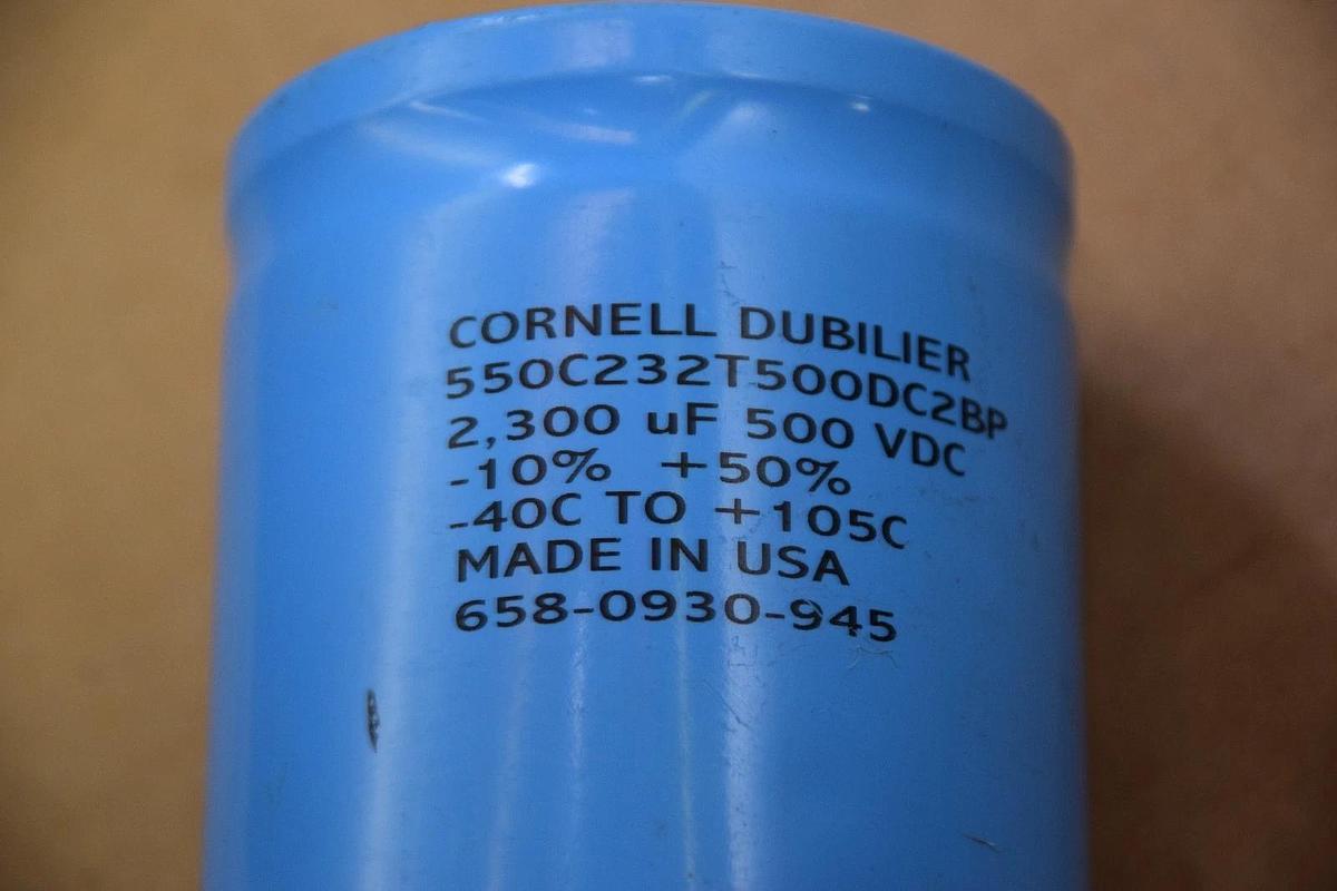 Used CORNELL DUBILIER 550C232T500DC2BP 2,300uF 500 VDC CAPACITOR