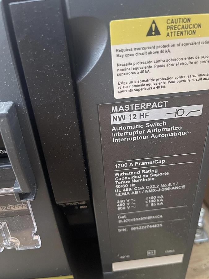 (New) Square D Masterpact 1200A NW12HF  BL3CCVSSX9CFBFXXCA , BL3CCBSSX9CFBFXXCA
