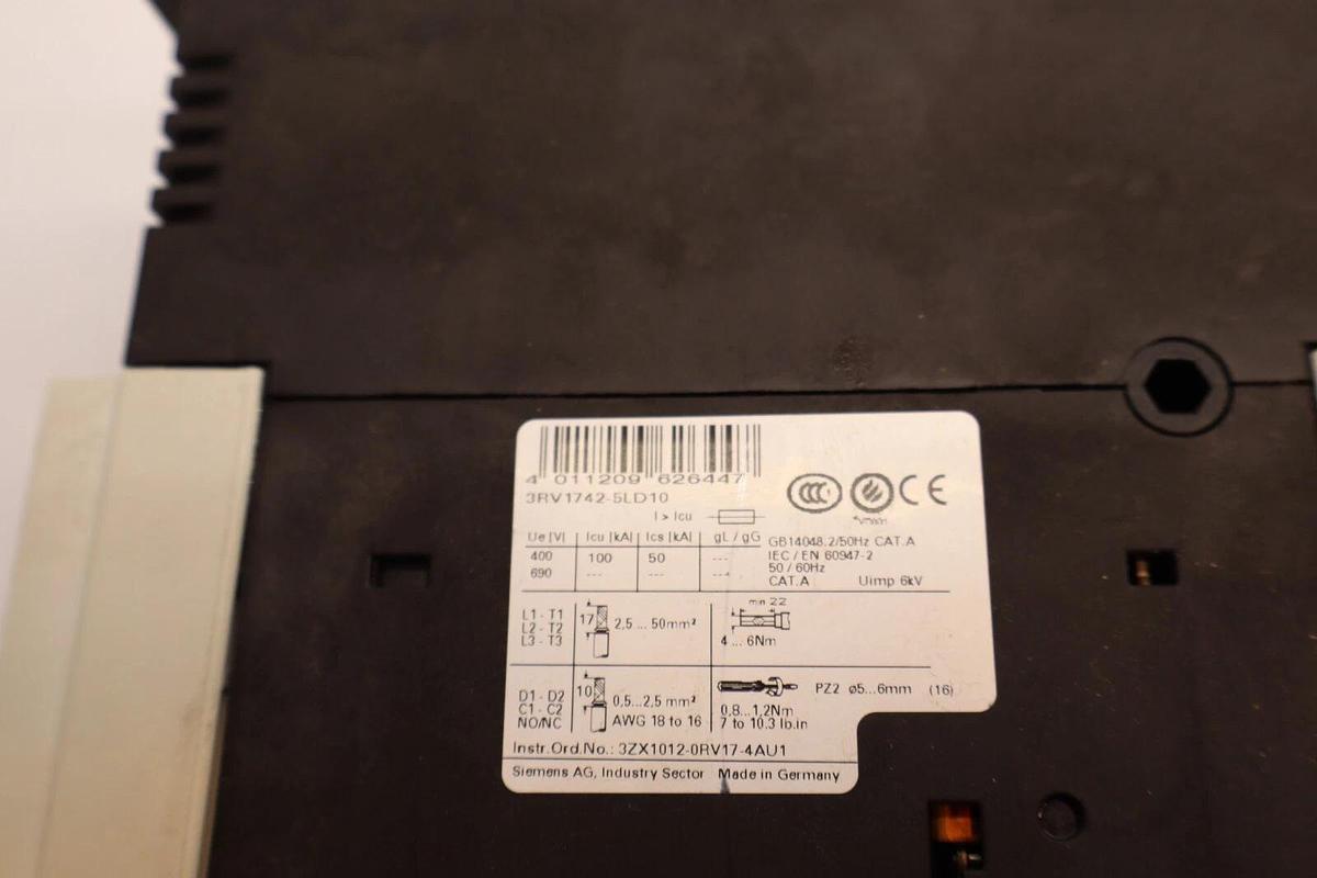 Used SIEMENS Sirius Breaker 3RV1742-5LD10 3RV1742-5LD10 60 Amp 60A 3P