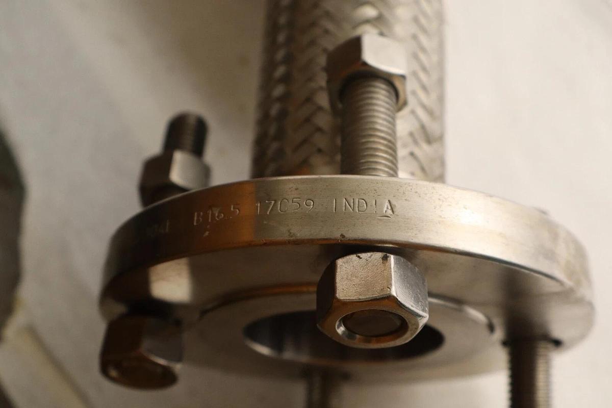 Used 2" x 36" SS Stainless Flexible Braided Hose Flange 150 SA/A182 F304/304L B16.5