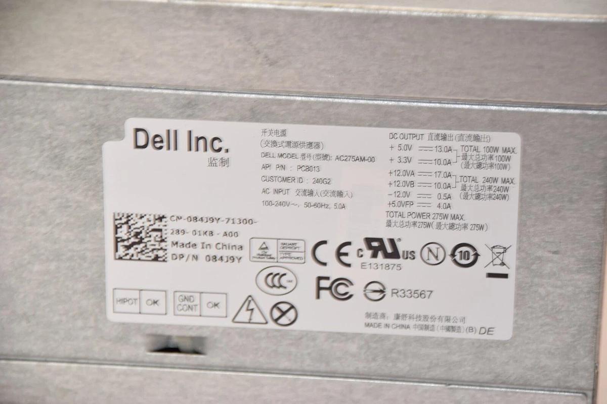 Used DELL AC275AM-00 , PCB013 , 100-240V 50-60Hz 5Amp Power Supply