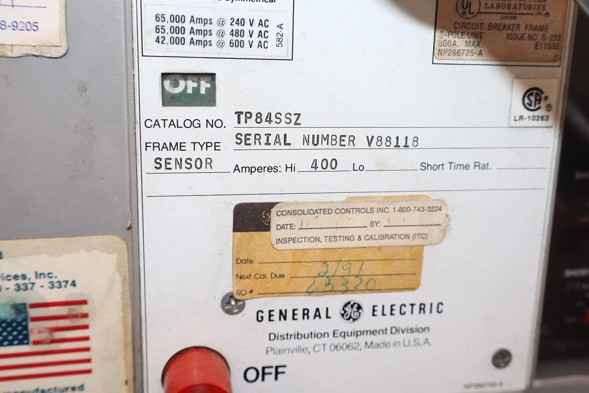 Refurbished GE General Electric Circuit Breaker Power Break 400A Amp TP84SSZ TR4S400