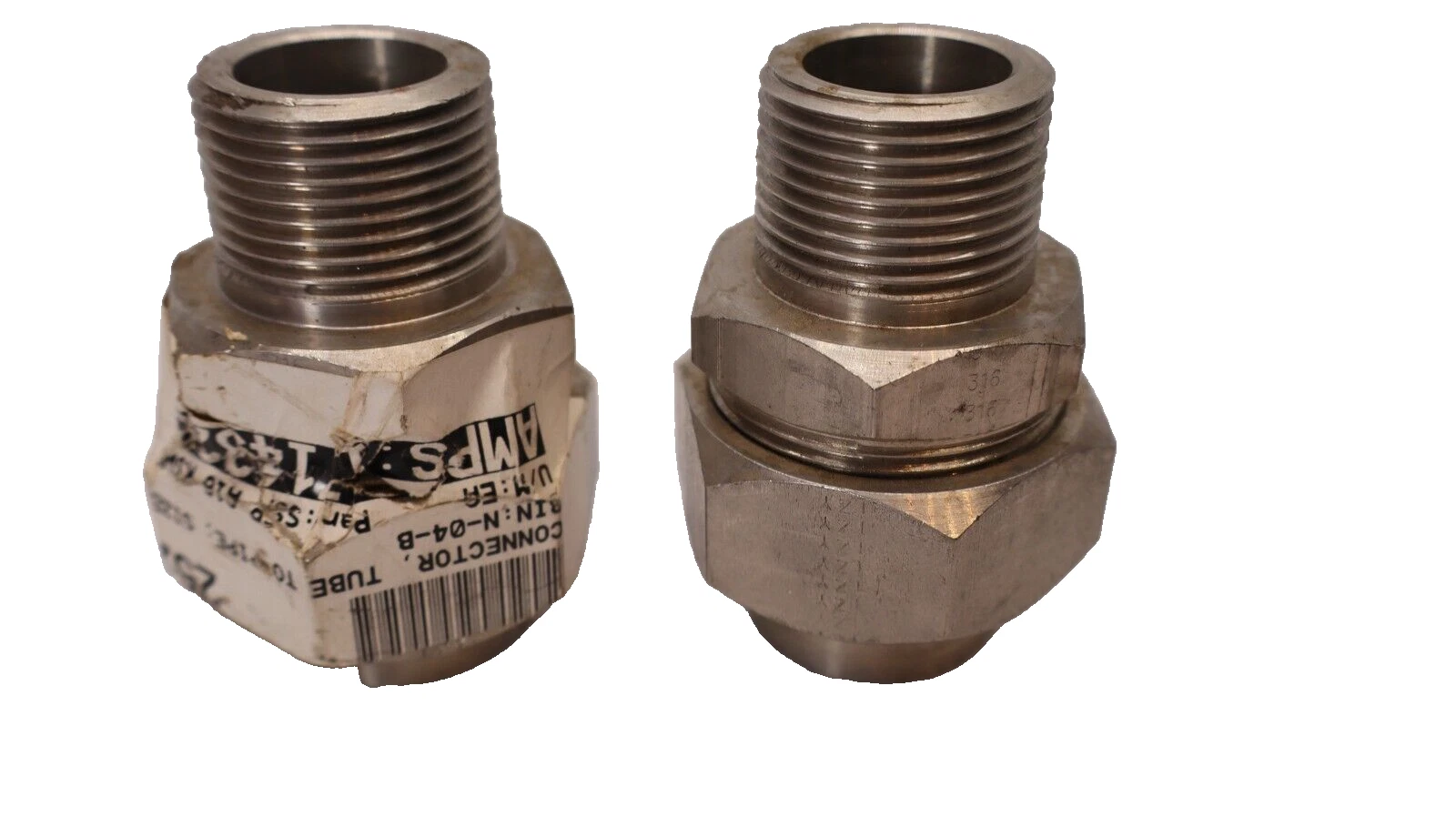 Used (Lot of 2) SSP A16-KSWC IZY 316 S/S Union 1" NPT To Tube Connector Tube to Pipe