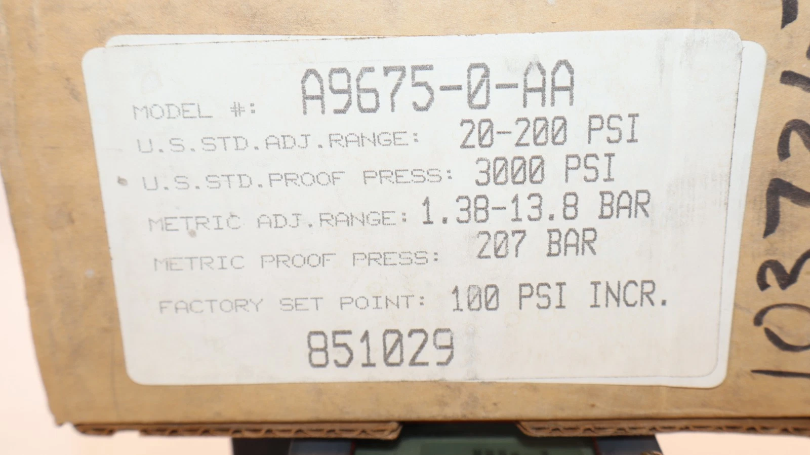 Barksdale Controls Pressure Switch 20-200psi A9675-0-AA (New)