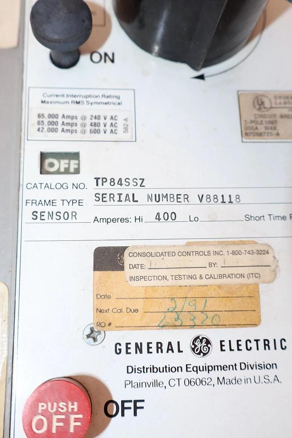 Refurbished GE General Electric Circuit Breaker Power Break 400A Amp TP84SSZ TR4S400