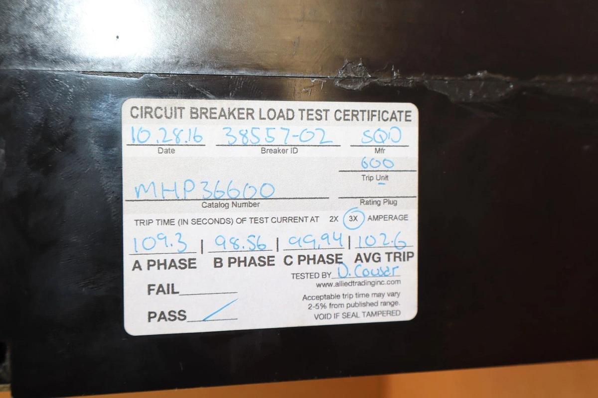 Square D Ciruit Breaker 600A MHP36600 600 Amp Ser. 2 3p 600v REFURB