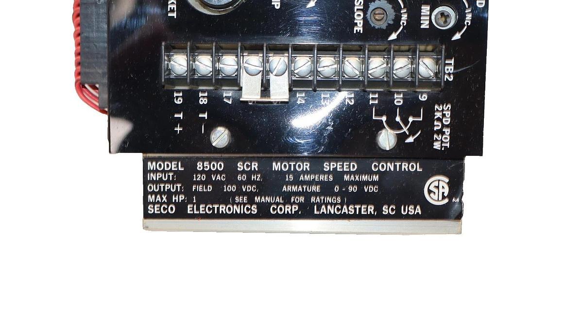 Refurbished Seco Electroncis Corp. 8500 120Vac 60Hz 15Amp SCR Motor Speed Control