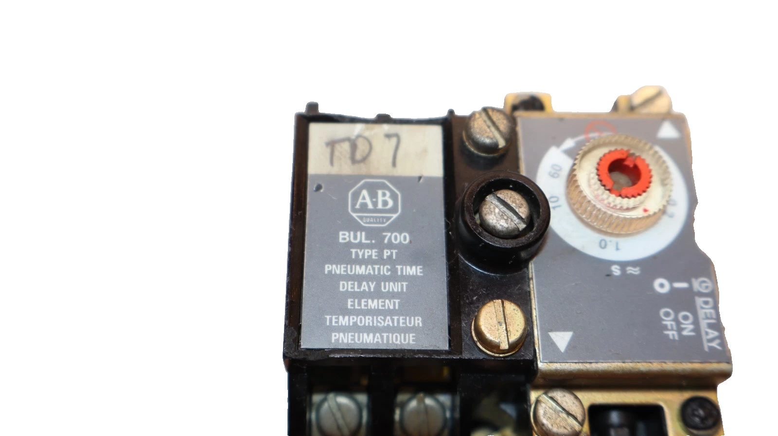 Used Allen Bradley Relay 700-PT Pneumatic Time Delay 700-P400A1 600A Coil: 120V