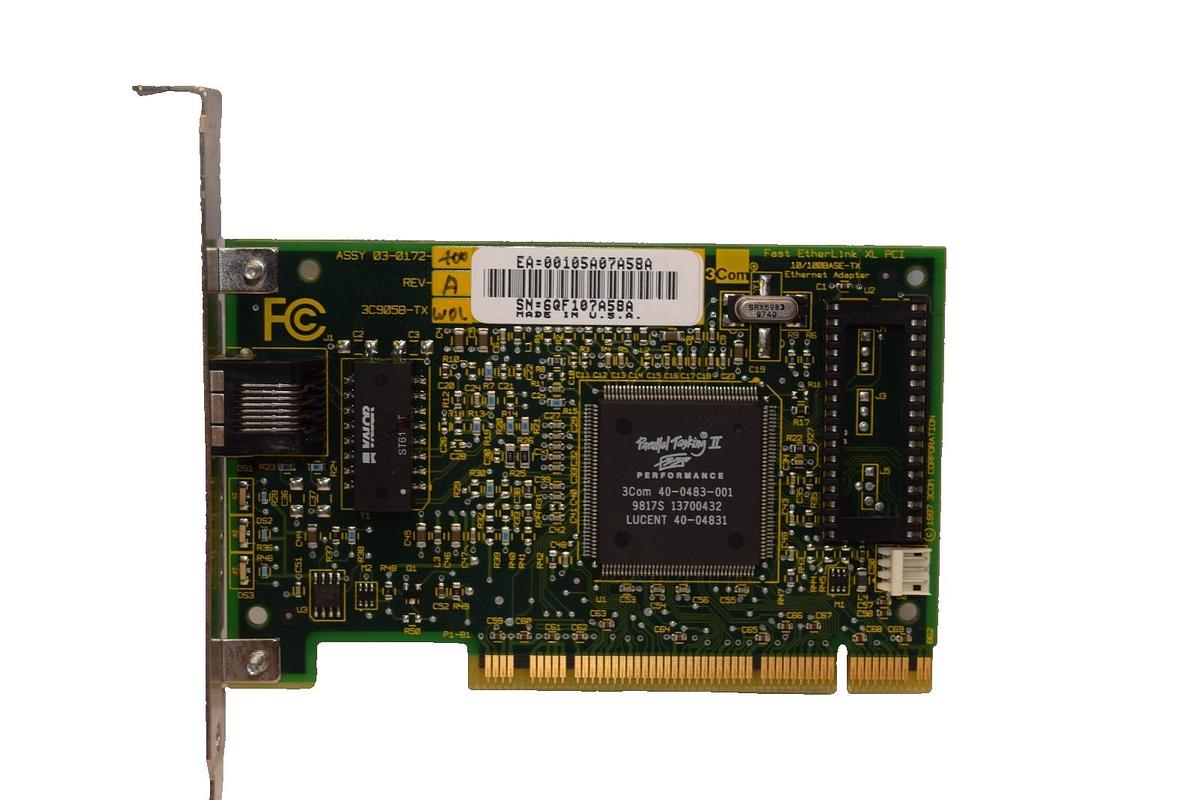 Used 3COM 3C905B-TXW0L Fast Etherlink XL PCI 10/100BASE-TX Ethernet Adapter