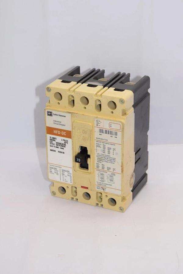 (NEW) CUTLER HAMMER HFDDC3070L 70A 70 Amp 3P 600Vdc Industrial Circuit Breaker