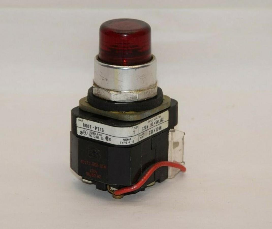 (NEW) ALLEN BRADLEY 800T-PT16 Series T 120V 50/60Hz Red Push Button