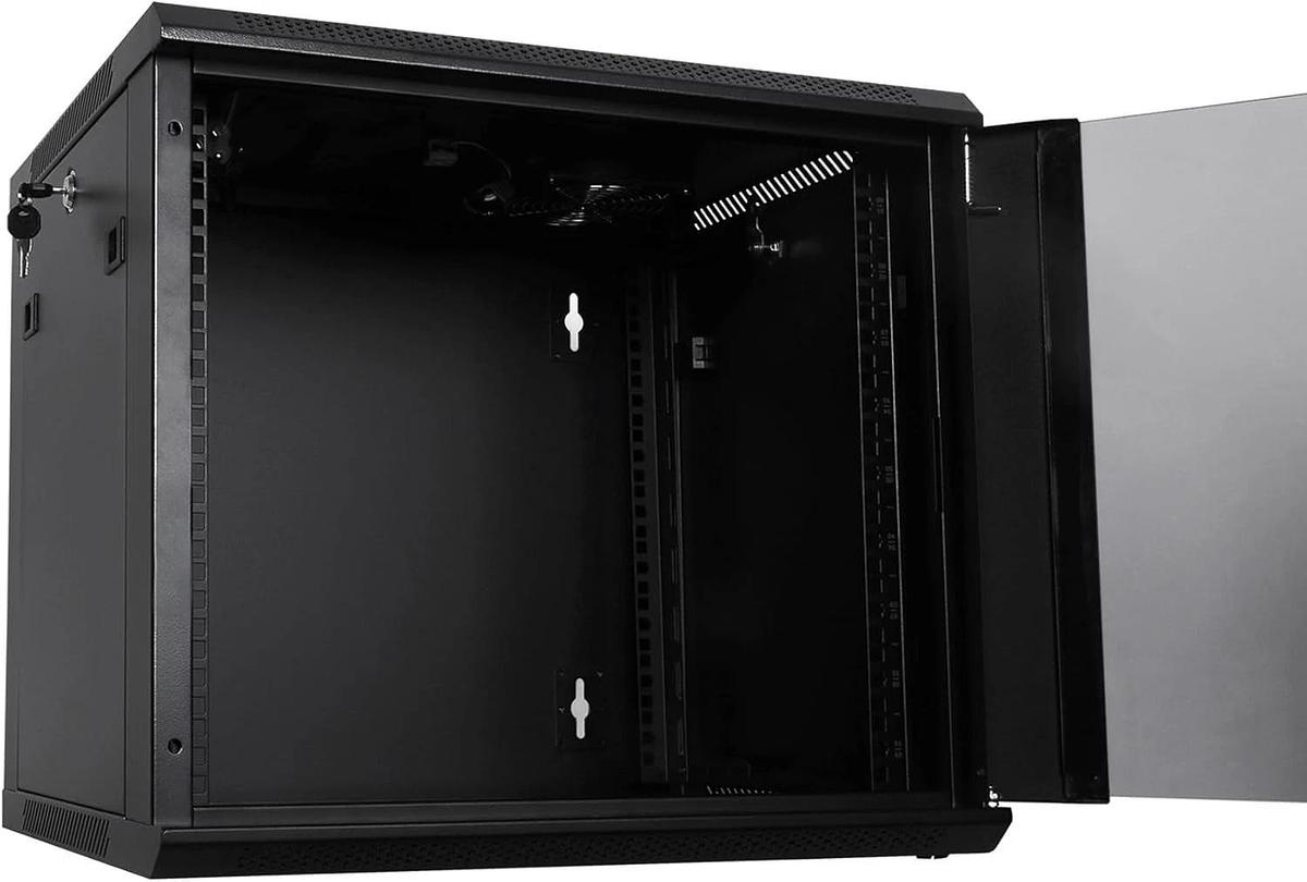 RackPath 12U Wall Mount Rack Enclosure, Cooling Fan Brand New