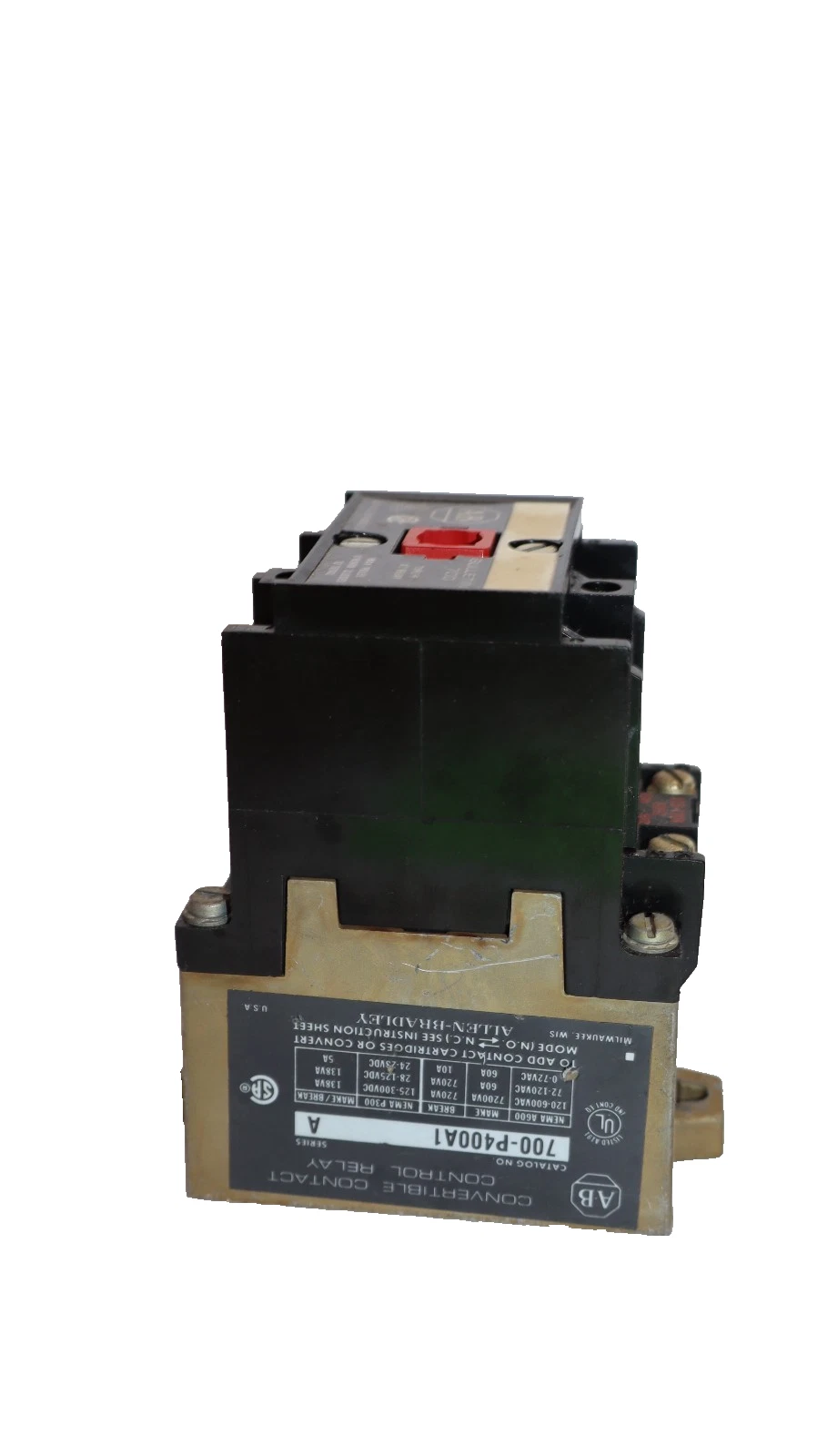 Used Allen Bradley Control Relay 700-P400A1 700P400A1 Type P 115-120V Coil