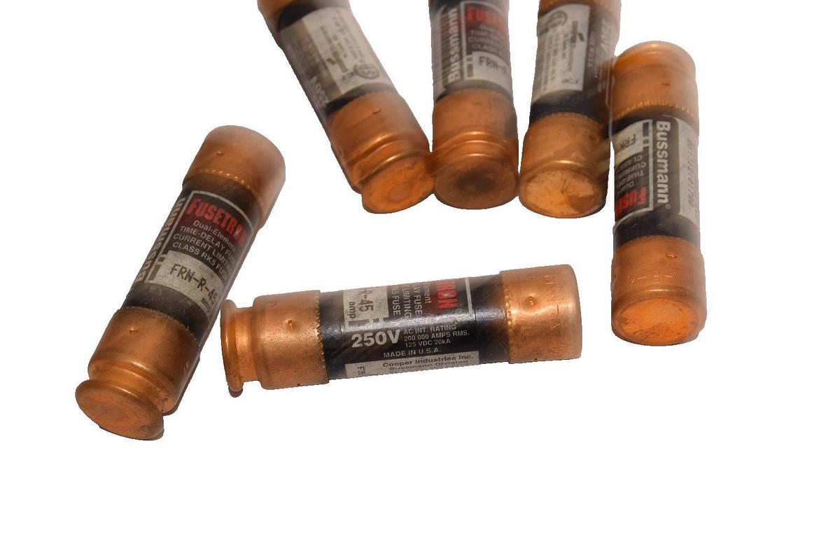 Fusetron FRN-R-45 , FRNR45 45A Amp Time Delay Fuse (New - Lot of 6)
