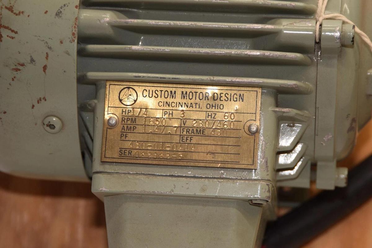 Used CUSTOM MOTOR DESIGN 430-01-0414 1/4HP 3PH 60Hz 1650rpm Gear Motor