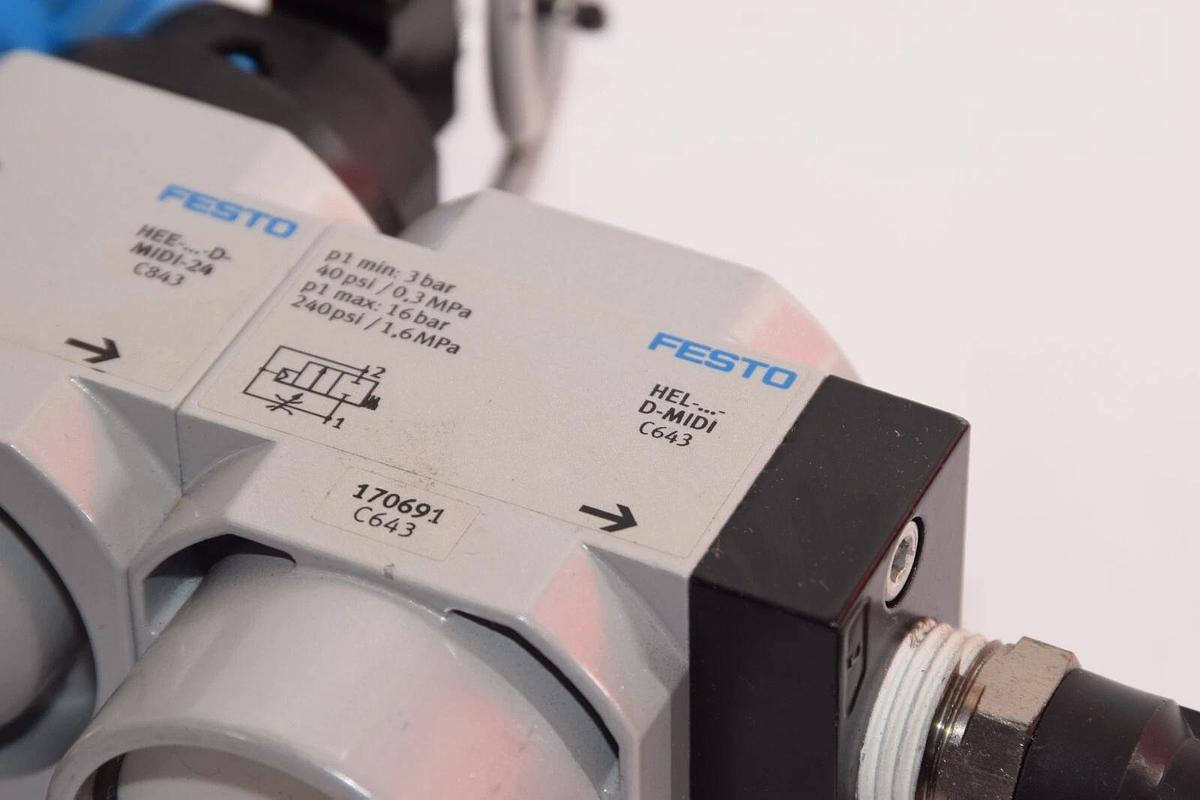 Used FESTO LFR-D-MIDI-A Filter Regulator HEE-...-D-MIDI 24 HEL-..-D-MIDI HE-..-D-MIDI