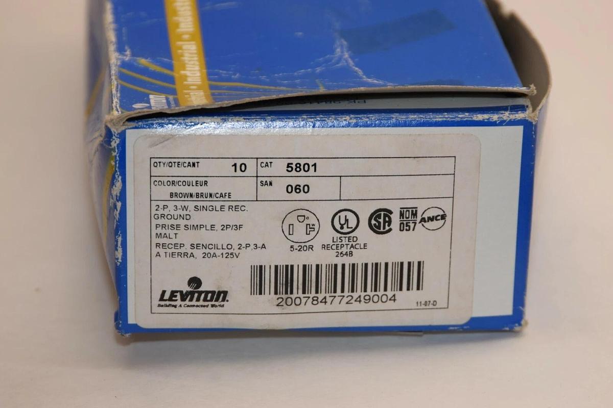 (NEW - Lot of 4) LEVITON 5801 2P 5-20R Receptacle