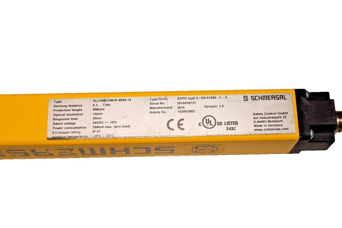 Used Schmersal Safety Light Curtain SLC440COM-R-0890-14 Receiver 24VDC (Used)