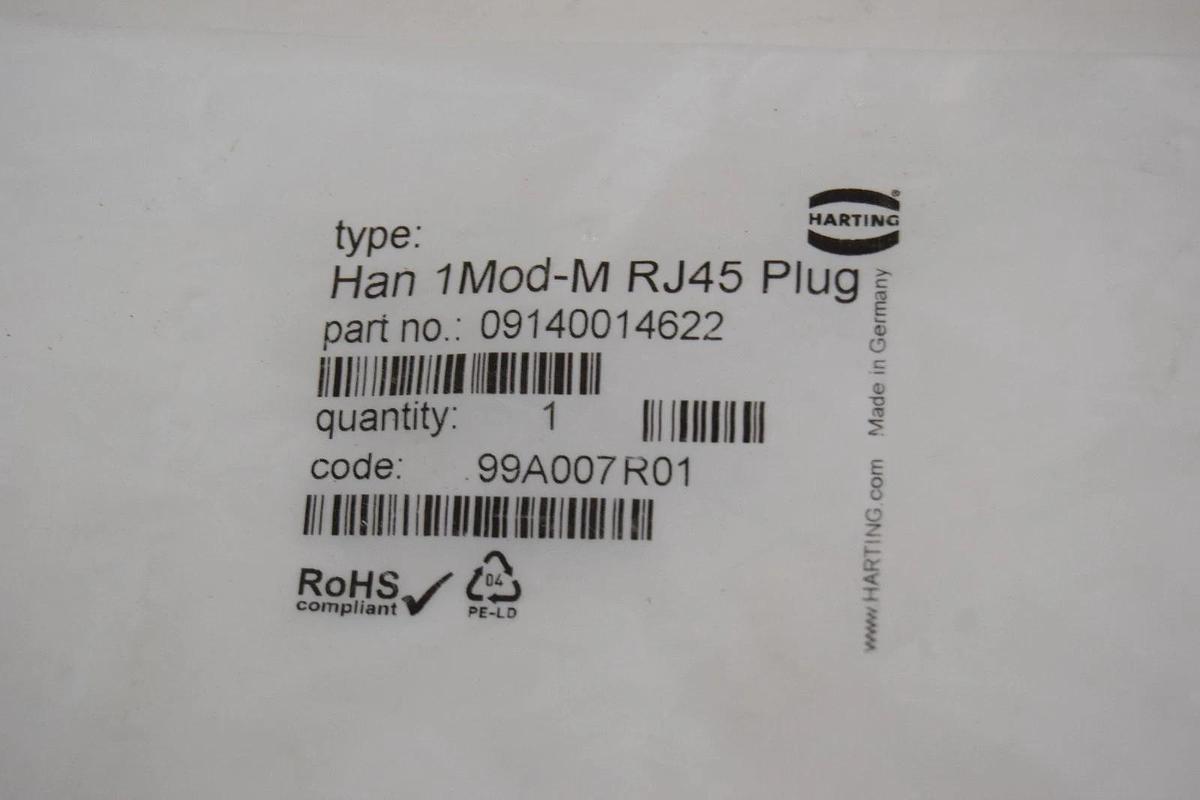 Harting Male Module Insert Han 1MOD-M RJ45 Plug 09140014622 (New - Lot of 4)