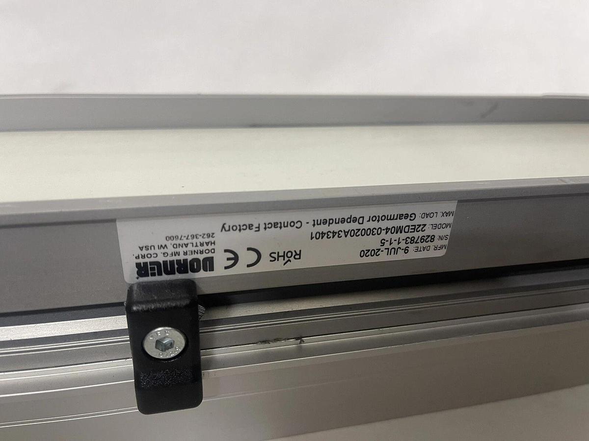 Used DORNER 2200 CONVEYOR 22edm04-030020a343401 Lenze Esv371n01sxc Motor 42R6BFPP